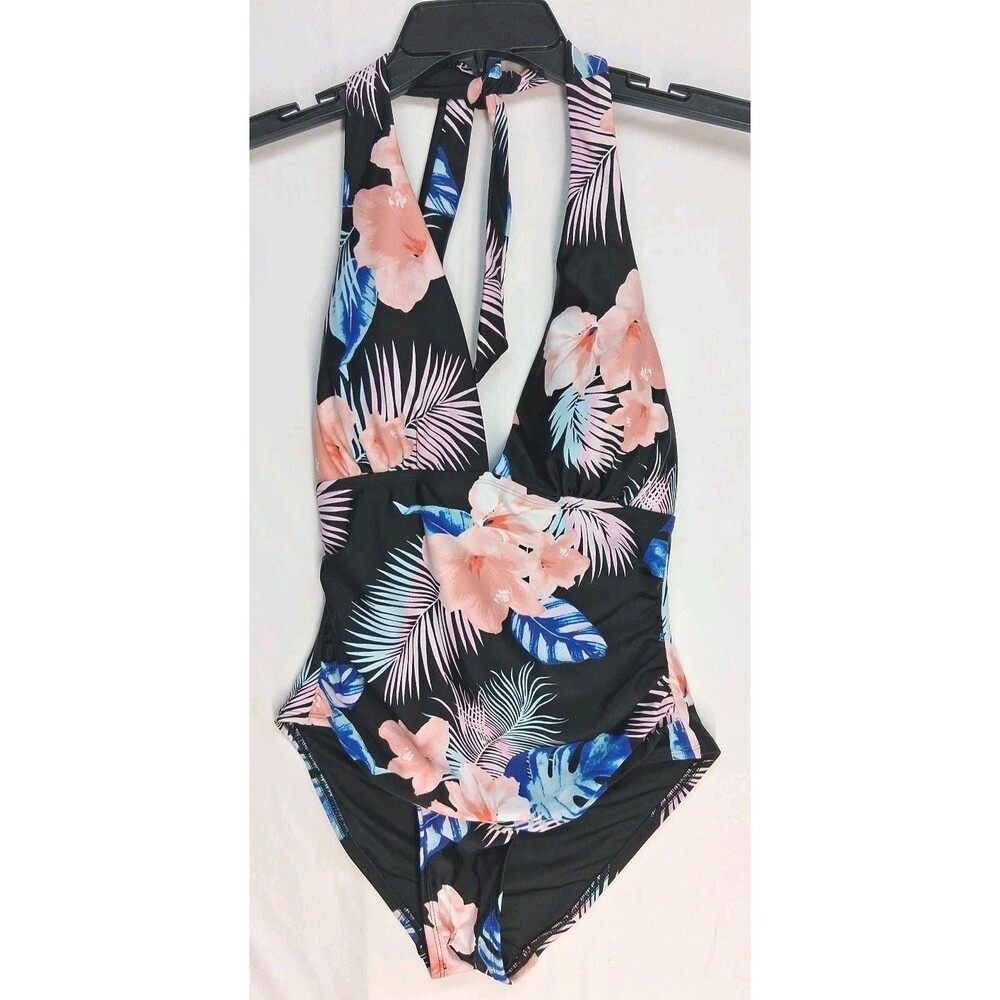DKNY Women S One Piece Tummy Control Swimsuit Black Floral Resortwear Beach
